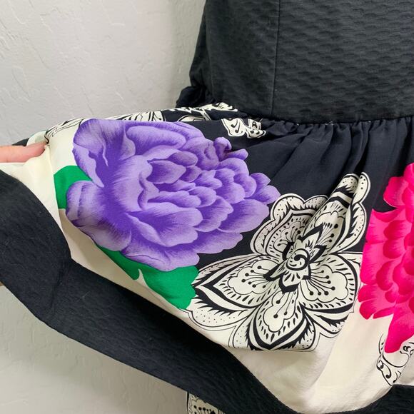 VTG Lillie Rubin Womens 4 Silk Floral Ruffle Bottom Poofy Dress Strapless 80s - Picture 6 of 11